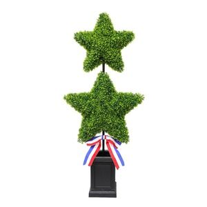 Patriotic Two Star Topiary 4ft Outdoor Faux Greenery - Way To Celebrate